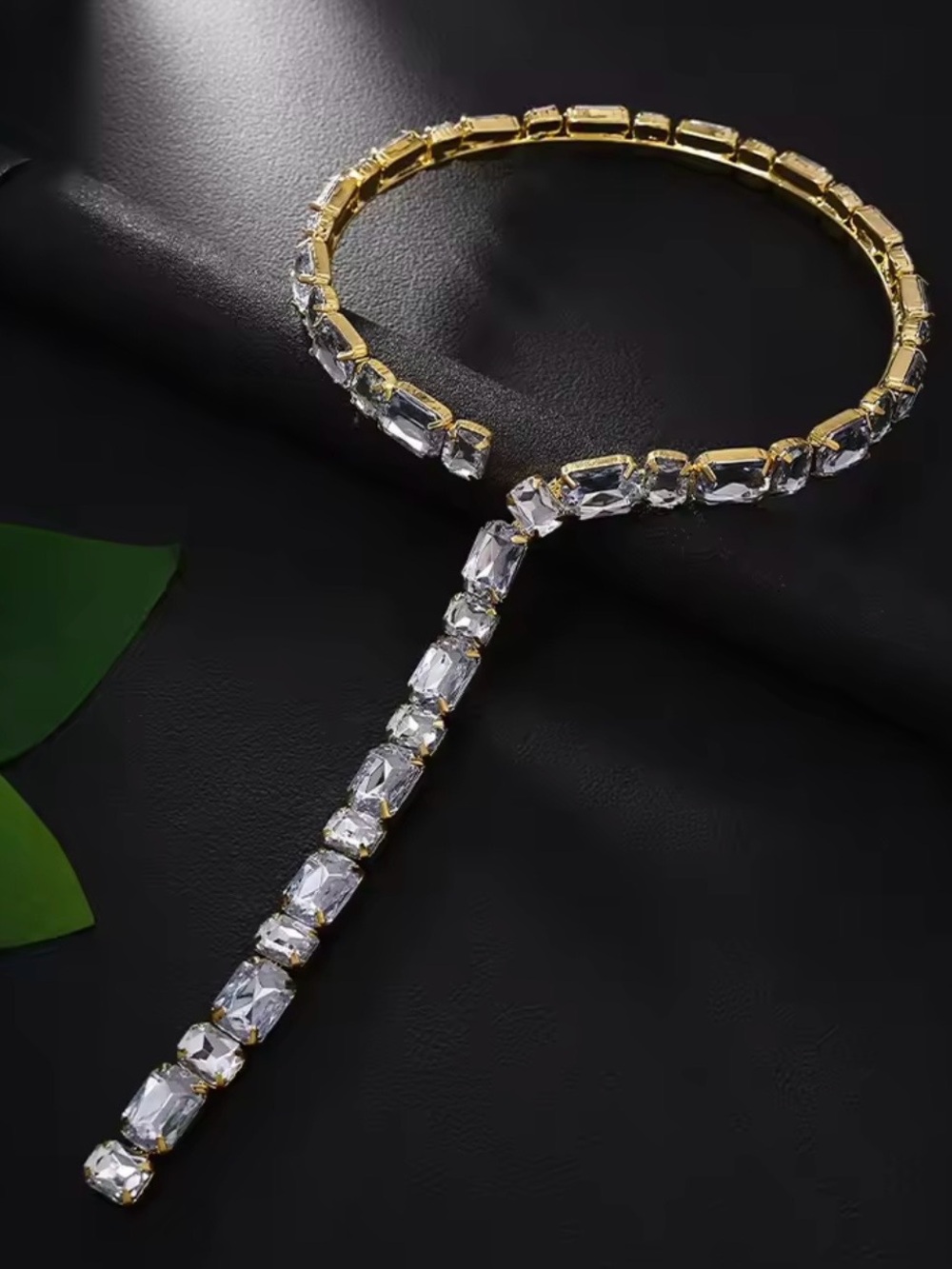Gold-Tone Crystal Drop Y-Necklace for Women